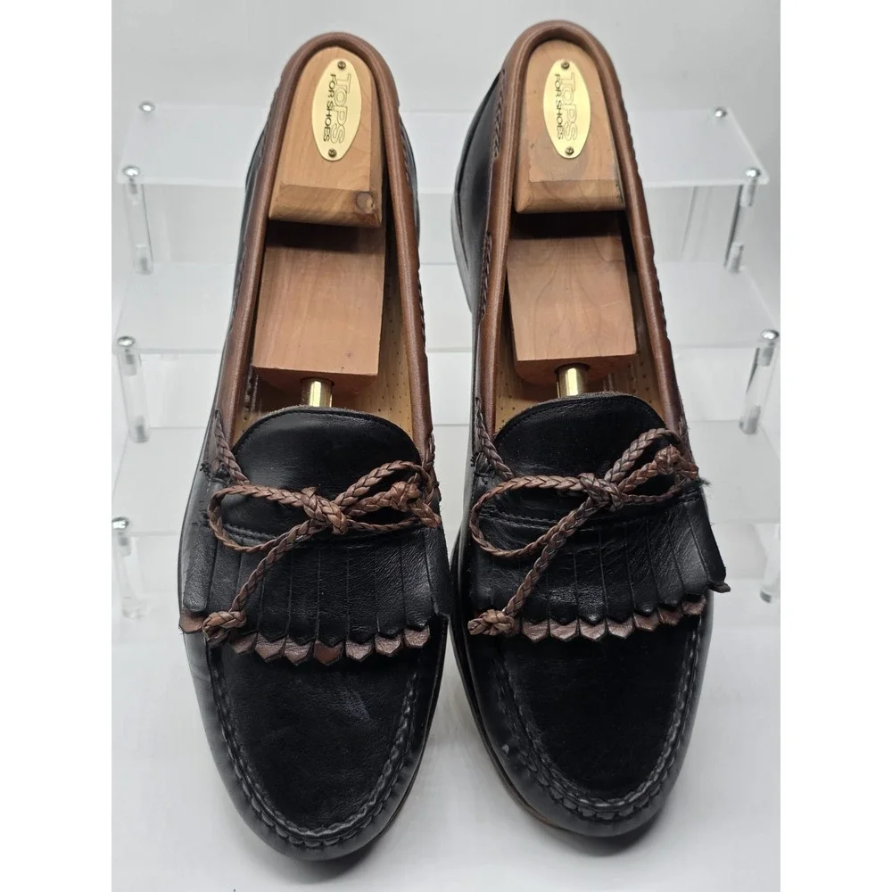Allen Edmonds  Loafers Woodstock 11D US Slip On KiltieTassel  2 Tone Black Brown